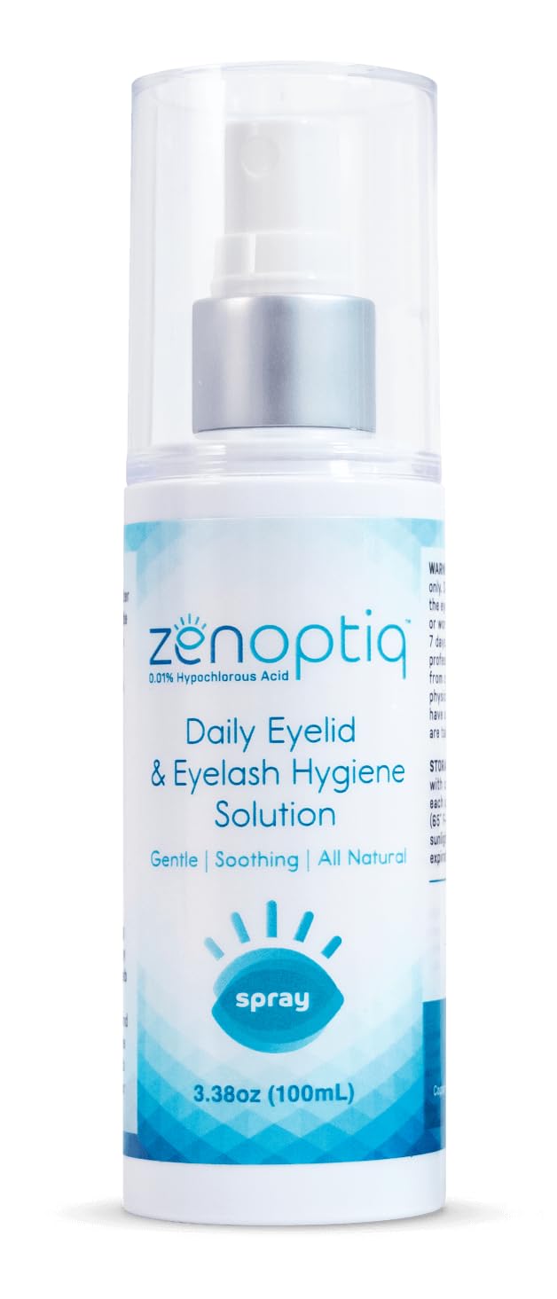 Zenoptiq 0.01% Hypochlorous Acid Daily Eyelid Eyelash Hygiene Spray, 3.38 oz (100 mL)
