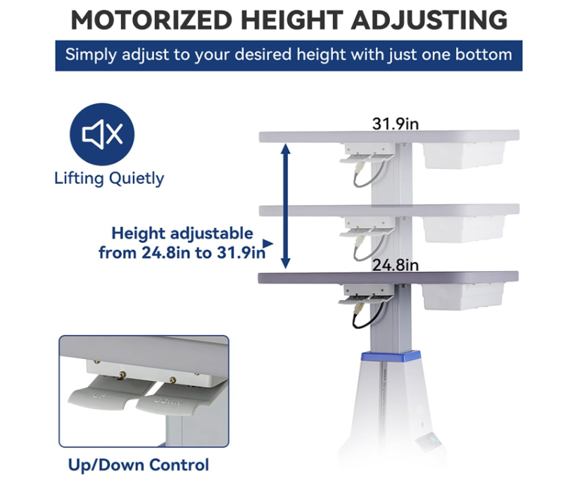 Optometrist Motorized Table - Size 15.7" Wide,22.8" Long