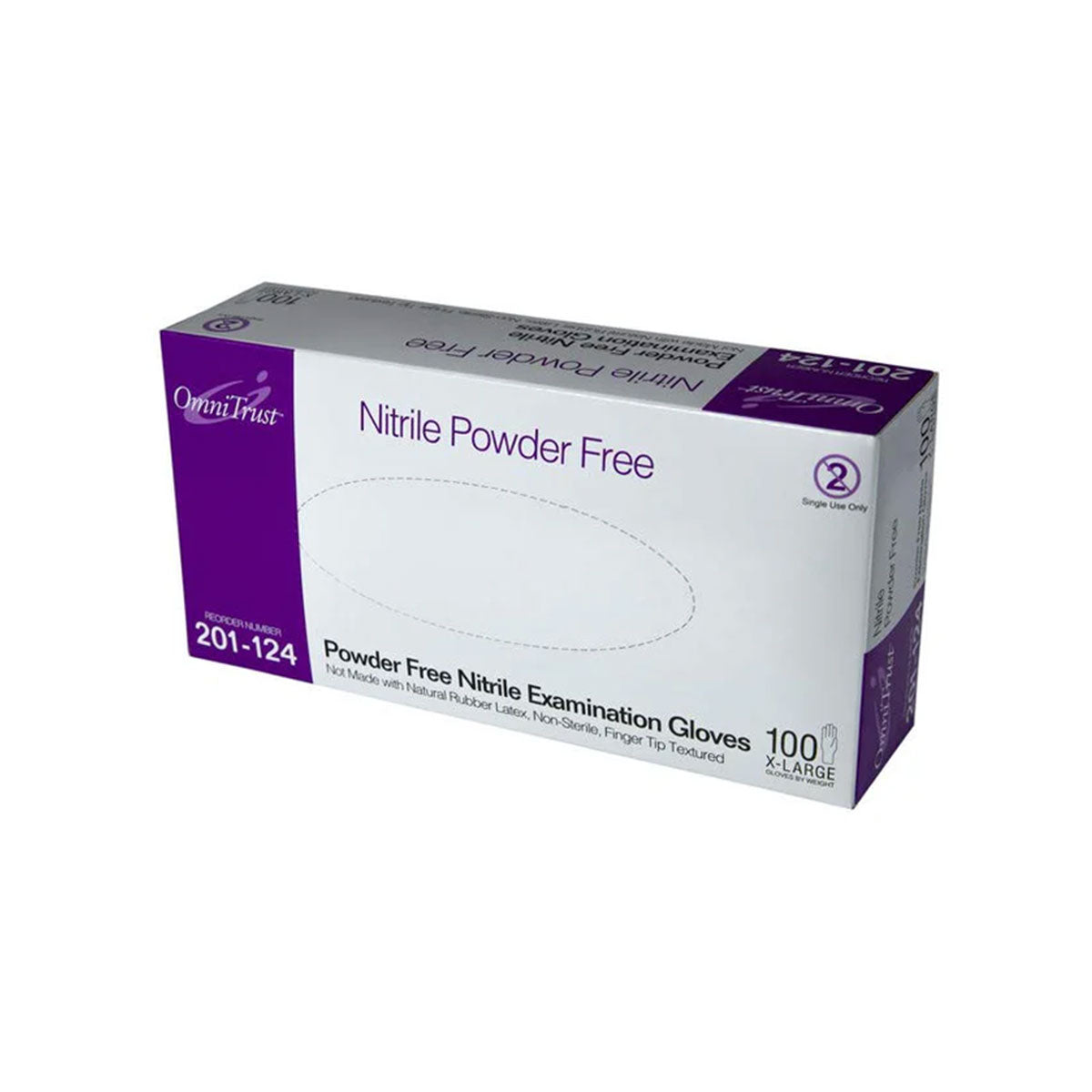 Exam Gloves, Nitrile, Powder-Free, Med, 100 Box, Omni Trust