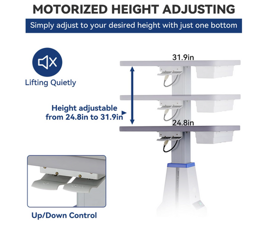 Optometrist Motorized Table - Size 15.7" Wide,22.8" Long